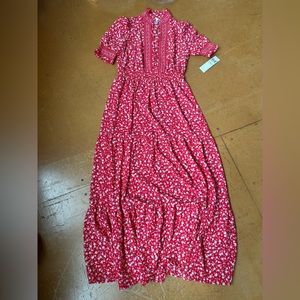 London Times red floral maxi dress size 4 NWT